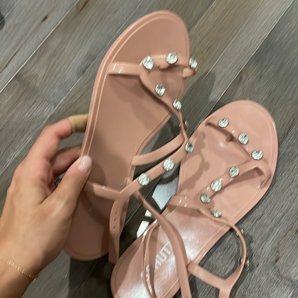 Schutz Rosey pink jelly diamond studded sandals - Picture 2 of 3